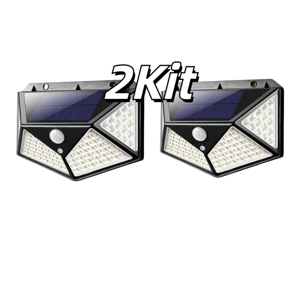 Kit Luminária Solar 100 LEDs com Sensor de Movimento