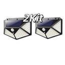 Kit Luminária Solar 100 LEDs com Sensor de Movimento