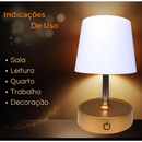 Abajur Recarregável Touch Luminária Retrátil em Aço com Luz de Led Branco Quente Ajustável-USB