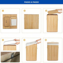 60L Cesto de Roupa Bambu Dobrável – Organizador com Revestimento Interno alta capacidade GRANDE