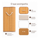 60L Cesto de Roupa Bambu Dobrável – Organizador com Revestimento Interno alta capacidade GRANDE