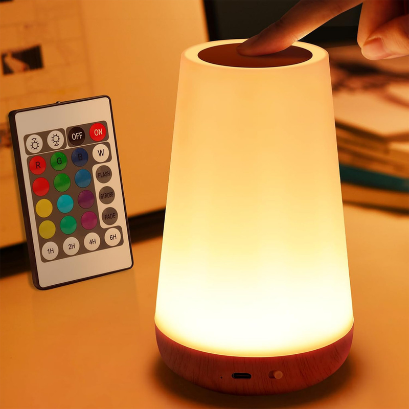 Luz Noturna De Controle Remoto Com Toque De Recarregável Luminária de 13 cores