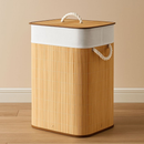 60L Cesto de Roupa Bambu Dobrável – Organizador com Revestimento Interno alta capacidade GRANDE